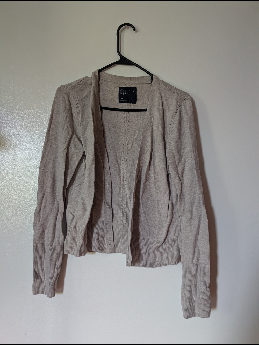 American Eagle Outfitters Beige Open-Front Cardigan